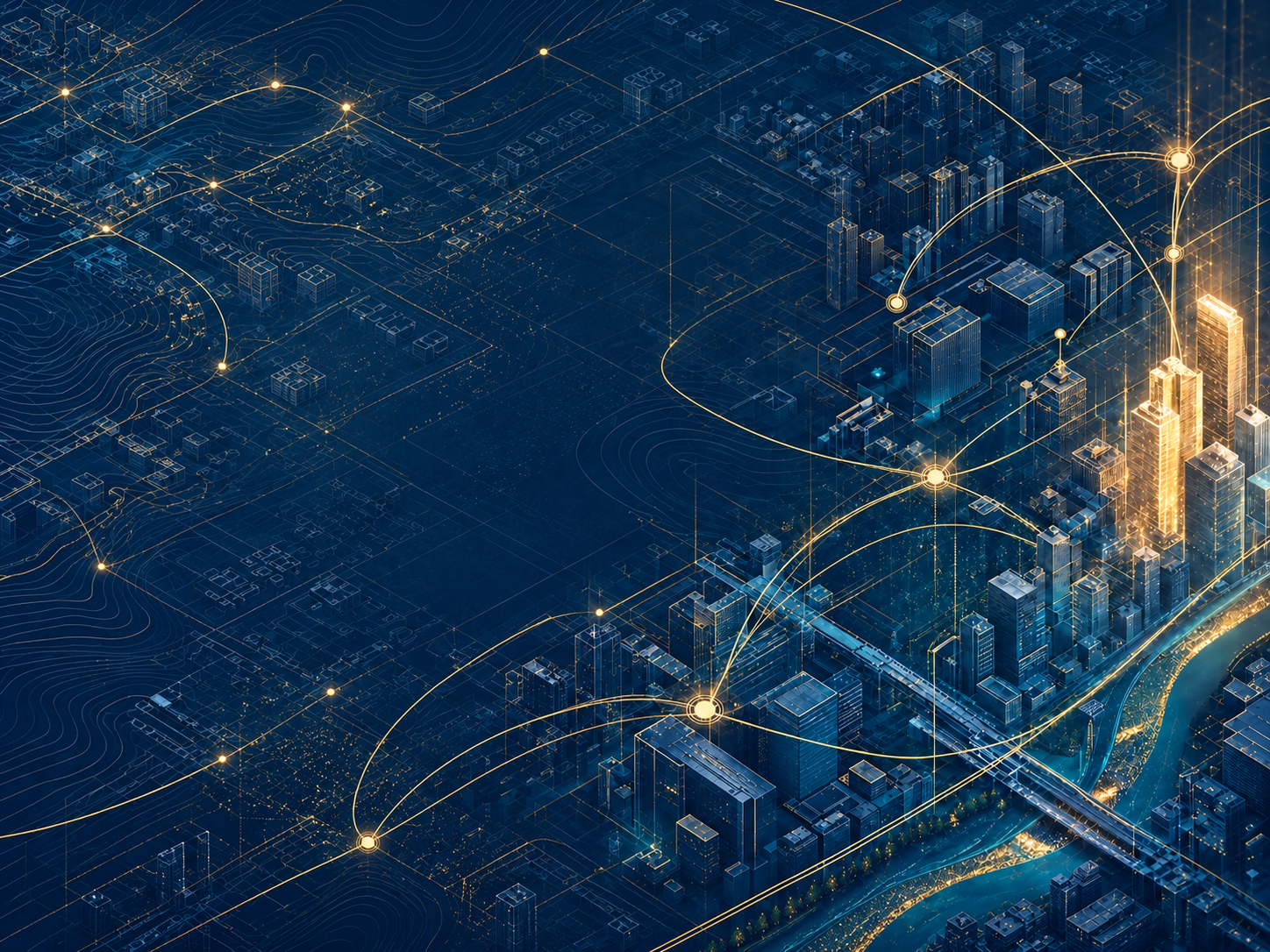 Abstract architectural layers illustrating how target operating model design connects strategy, governance and execution.